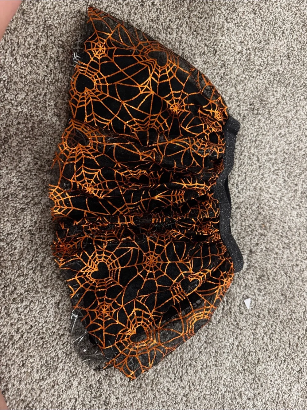 Kids Black and Orange Spiderweb Halloween Skirt